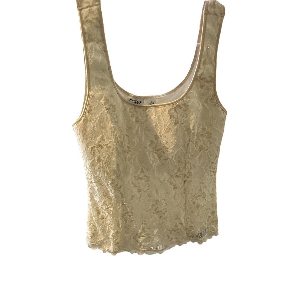 CATO Chic Cream Lace Tank Top with built in cups PTP 16 L 22